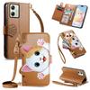 Cute Cat Crossbody Long Lanyard Flip Wallet Leather Case For Motorola G86 G67 G56 G15 Edge 60 Pro 50 Fusion Shockproof Cover