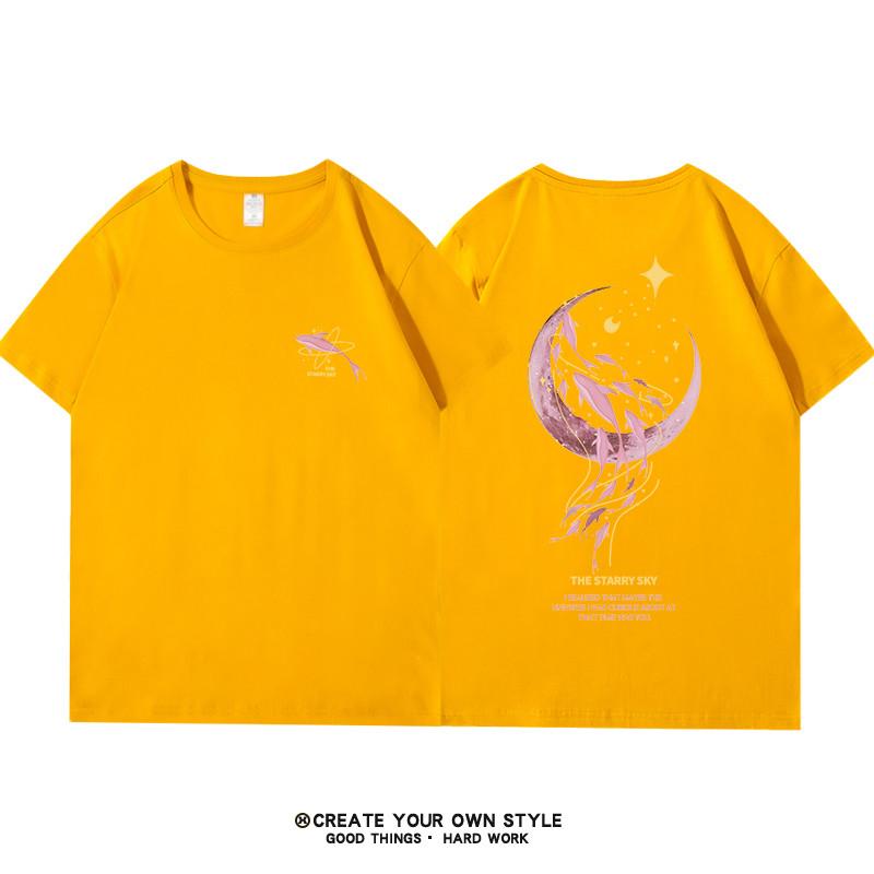 Plus Size Women's Oversize Cotton T-irt Front And Ba Print Loose Ort Sve Street Sle Cartoon We Print White Top