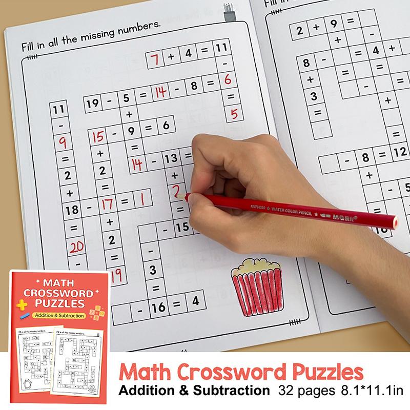 New Math Workbook Montessori For Kids Ages 5-8 Math CrossWord Puzzles Addition Subtraction Multiplication Division Criss Cross