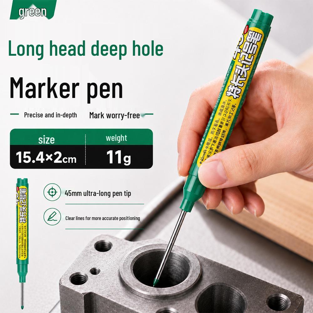 45mm Deep Hole Marker Pen for Woodworking & Metalworking - Multi-Color, Long Tip, Waterproof, Oil-Based, with Scale.