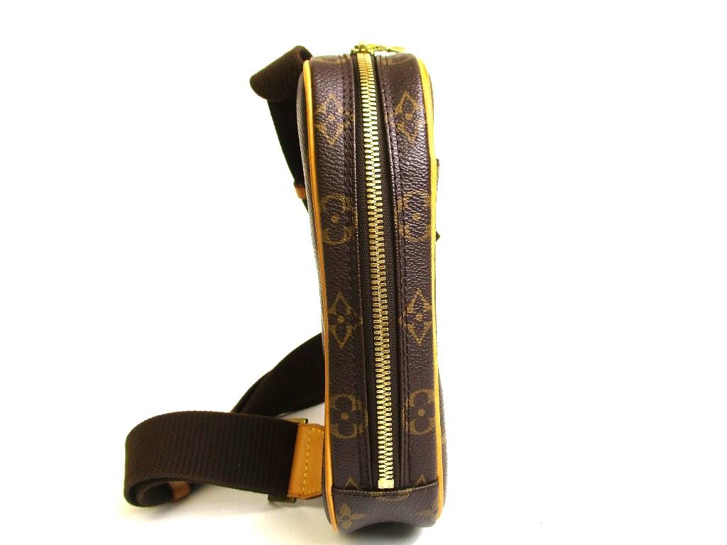 Autentická LOUIS VUITTON Monogram Hnědá Kožená Ledvinka Pásková Taška Gange #b049 Renovováno prodejcem