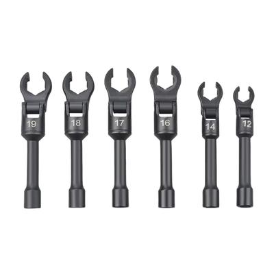 Zestaw kluczy płasko-oczkowych z obrotową głowicą ze stali stopowej 6 szt. 12 mm do 19 mm do ciasnych przestrzeni i ciężkich prac konserwacyjnych mechanicznych