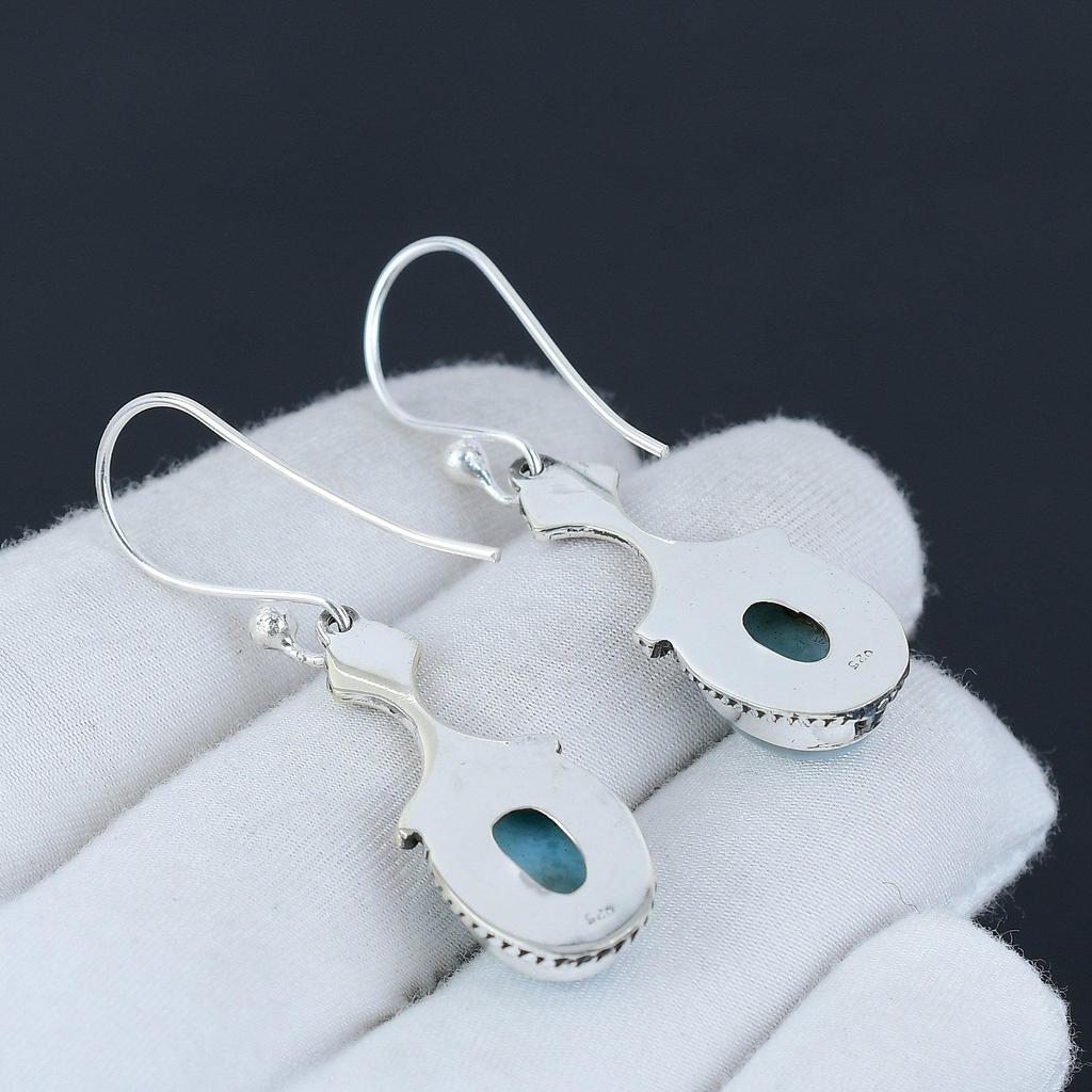 Sleeping Beauty Turquoise 925 Sterling Silver Earring, Boho Silver Jewelry Dangle Earrings, Gifts For Valentine Gifts For Her