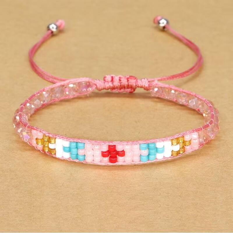Handmade Woven Bracelets Boho Multicolored faceted Glass Beads Woven Bracelet Women Men Boho Handmade Chic Jewelry
