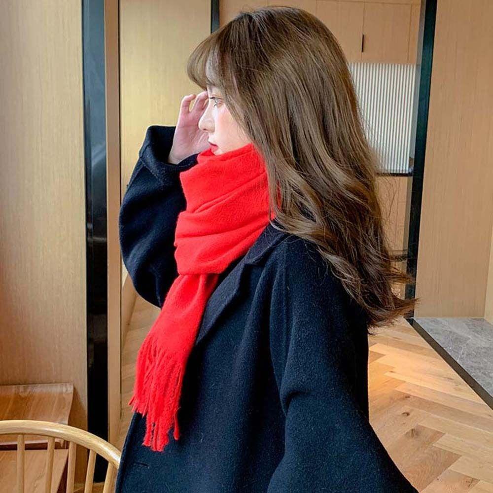 Wool Scarves Winter Neck Scarves Soft Pure Color Shawl Luxury Scarf  Students