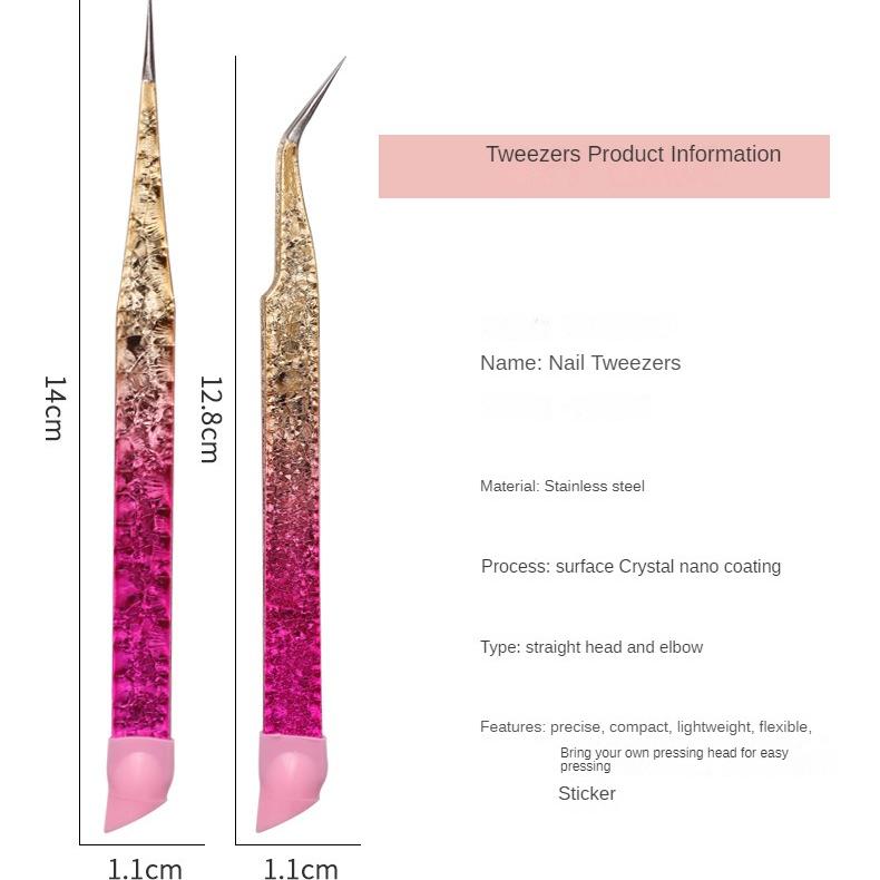 Double Ended Silicone Nail Art Tweezers with Pressing Head Nail Stickers Rhinestones Pick Up Clip Eyelash Extension Makeup Tools