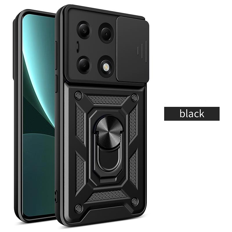 Stoßfeste Panzerhülle für Xiaomi Redmi Note 13 4G/5G Pro Plus Poco X6 mit magnetischem Ringhalter für Auto Handyhülle Schutz