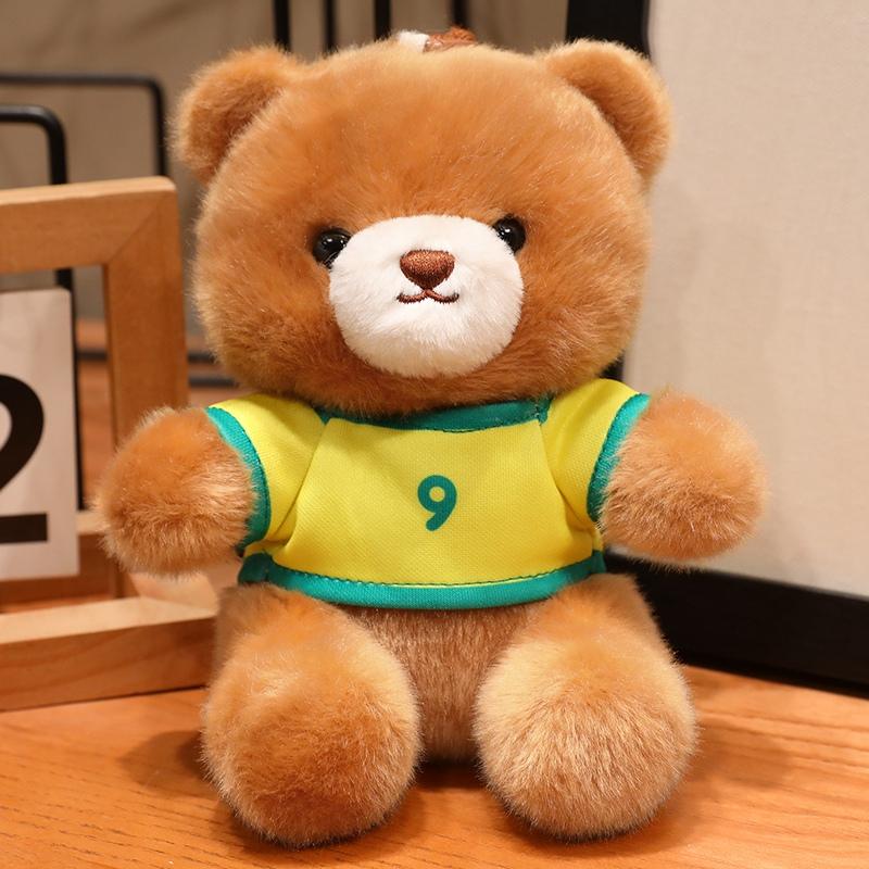 16Cm Football Jersey Bear Plush Pendant Stuffed Dressed Sport Animal Keyring Decor Plushie For Bag Gift