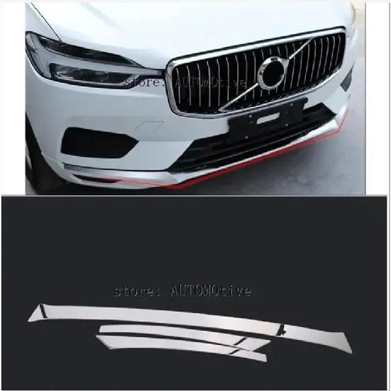 Для VOLVO XC60 2018 2019 2020 2021 22 Нержавеющая сталь Передняя нижняя накладка на бампер Декоративные полосы 3 шт. Аксессуары для стайлинга автомобиля