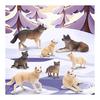 TOYMANY 8PCS Wolf Figure Animal Figure Set Realistic Animal Toy Wolf Family Popular Animal Toy Birthday Gift Christmas New Year Decoration Collection