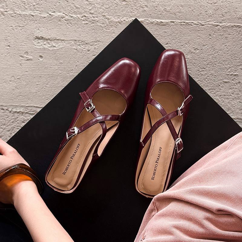 Krazing Pot Microfiber Mules Med Heels Office Lady European Design Fashion Summer Size 43 Size 42 Women Sandals