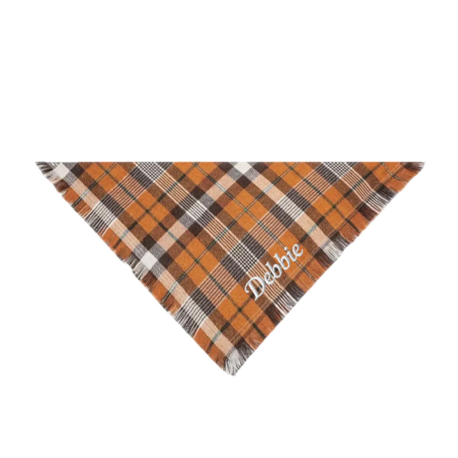 

Personalized Plaid Pet Triangular Bandana With Tassels - Dog Scarf One Size жёлтый