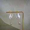 French Temperament Large Colorful Baroque Irregular Fishtail Pearl Earrings Purple Pearl Stud Earrings Pendant Women's