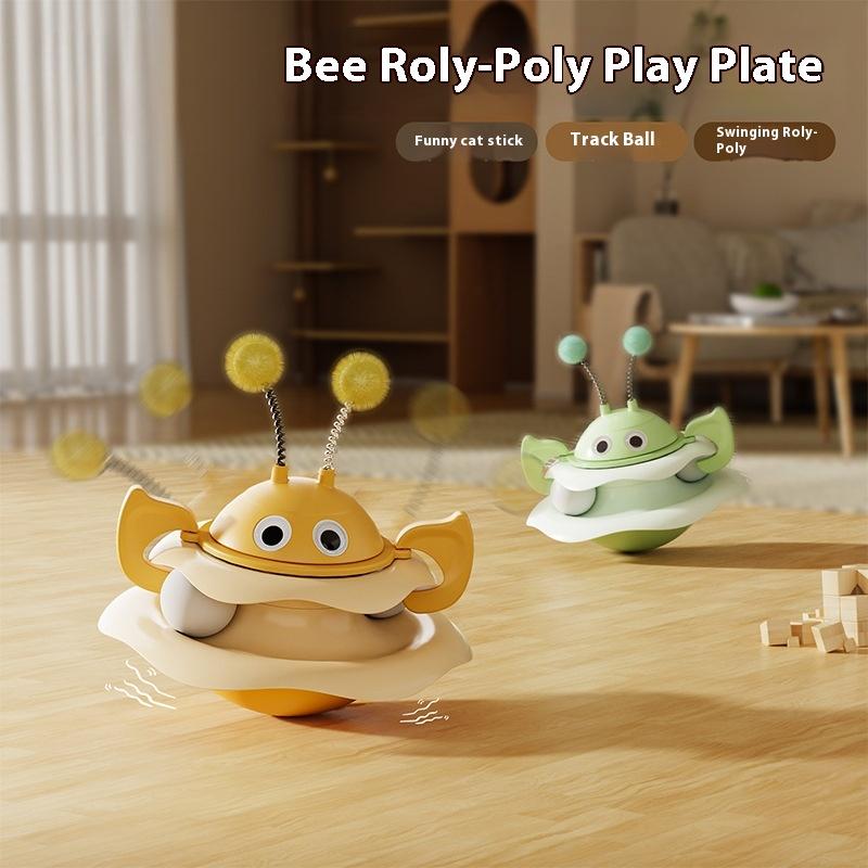 3-stöckiger Katzenspielturm Drehteller Rollkugelspielzeug Interaktives Intelligenz-Trainingsbahn Puzzle Lustige Spiele Zubehör