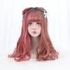 Fluffy Gradient Lolita Full Available In 3 Colors Long, Curls, Wig, Blunt, Heat-resistant, Parted, Wig, Stylish, Makeover, (pink & Red)