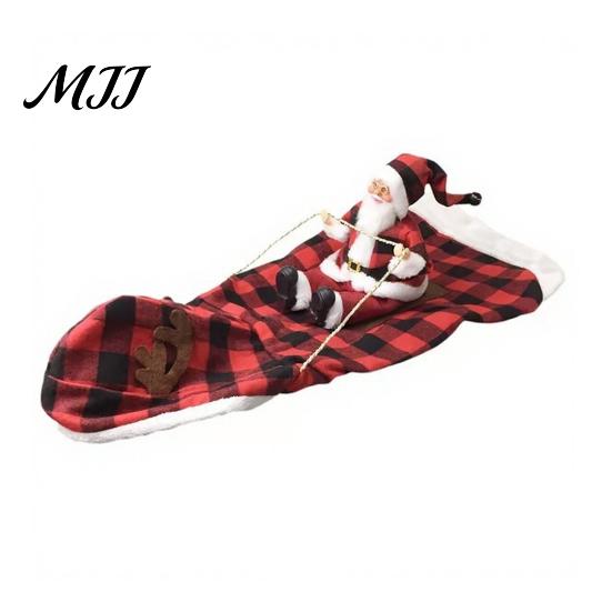 Pet Christmas Photo Props Santa Riding Dog Costume, Rider Outfit, Hooded Funny Holiday Costume for Winter Cosplay Small Medium Large Dogs, Xmas Party