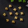 Gold-Plated Rhinestone Four-Leaf Clover Copper Spacer Beads for DIY Bracelets