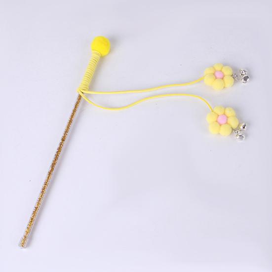 Cat Interactive Toy Comfortable Handle Soft Bell Delicate Tear-resistant Relieve Stress Vivid Color Flower Fairy Funny Cat Stick for Kitty