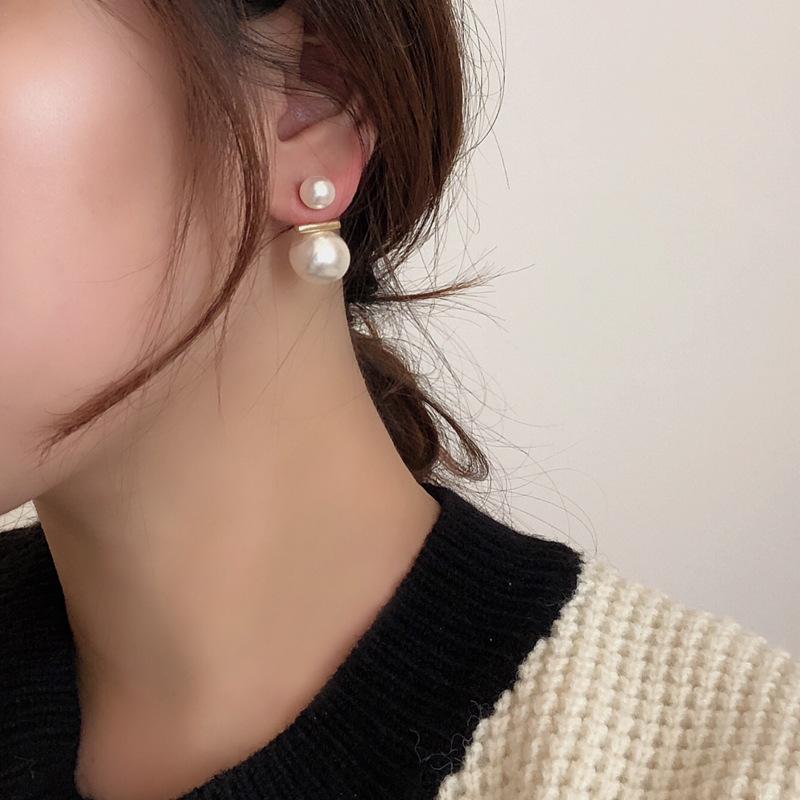 PONYKISS Sterling Silver Needle Round Pearl Stud Earrings for Women Minimalist Trendy Fashion Detachable Accessories