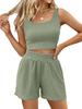 Women's Casual Knit Sleeveless Solid Color Fashion Set