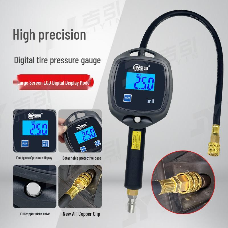Digital Tire Pressure Gauge with Large Display and Inflator