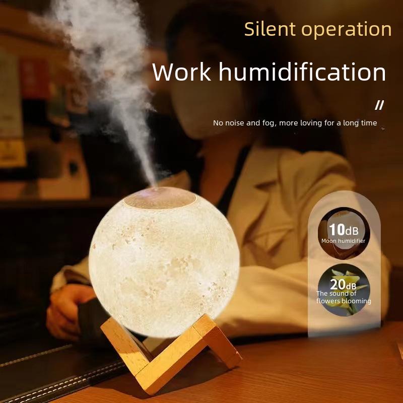Moon Humidifier: Silent Night Light for Bedroom, Dorm, or Nursery - Ideal for Aromatherapy and Hydration