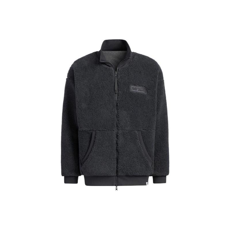 adidas Fleece Sports Jacket for Men, Carbon Black XXL