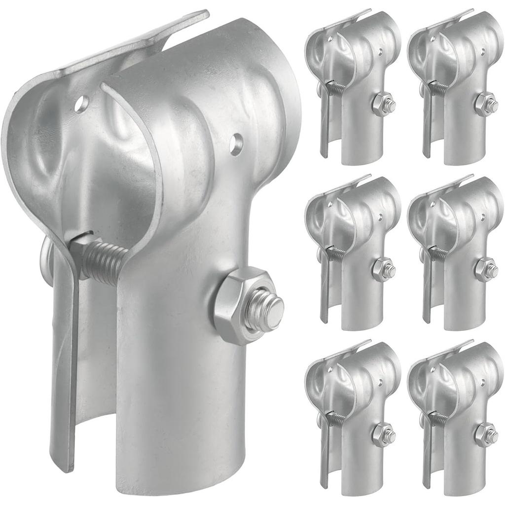 6 Pcs End Rail Clamps 1-3/8" Pipe Chain Link Fence Galvanized Steel T Clamps, Chain Link Fence Parts for Fences, Handrails, Dog Kennels