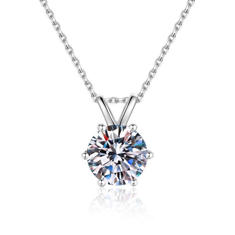 Sterling Moissanite Pendant Necklace 2ct D Color 6 Prong Solitaire Locket Chain Women Daily Wear Pendant Necklace