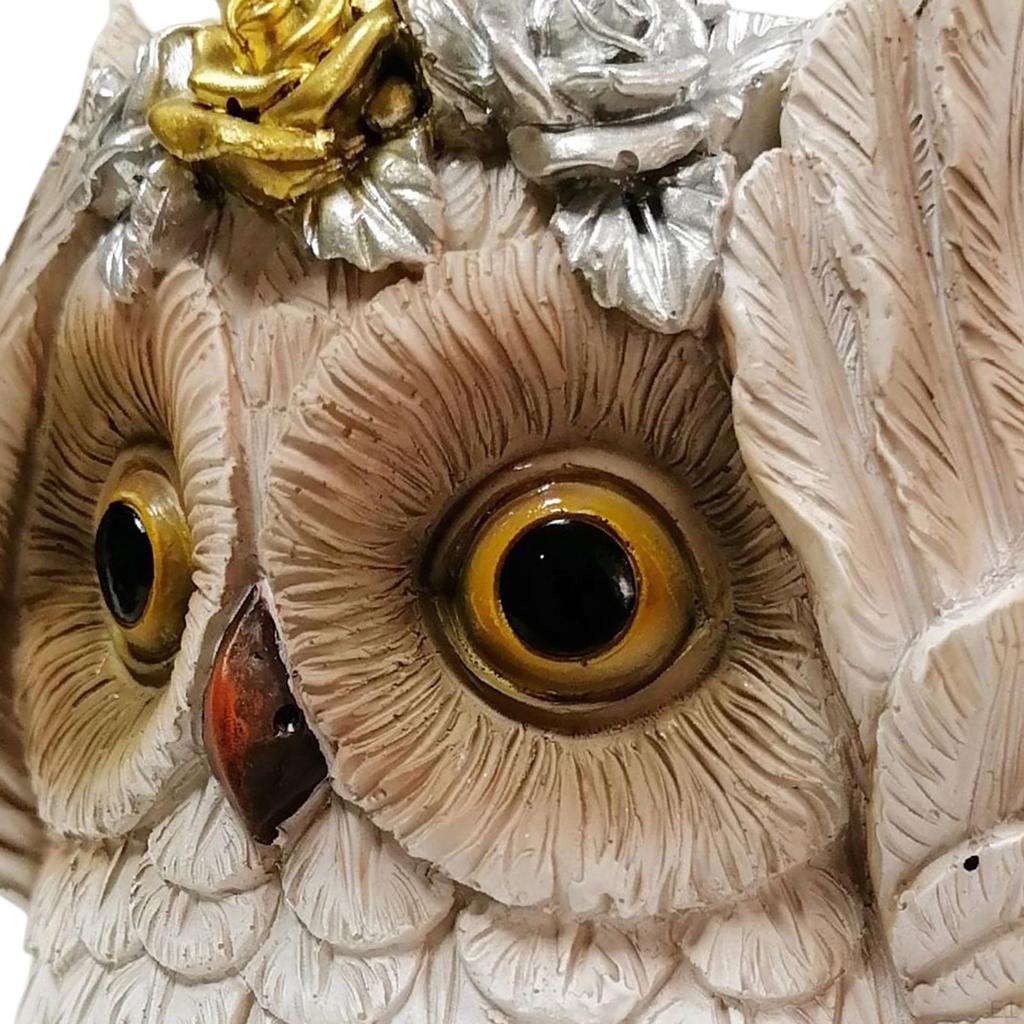 Resin Garden Owl Statue Landscape,Animal Figurine Miniature Sculpture 14cm for Tabletop Patio