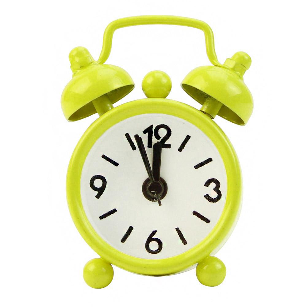 Classic Home Cute Battery Operated Analog Mini Round Bedside Desk Alarm Clock
