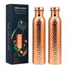 Nirmal Ganga Hammered Copper Bottle 1L (Pack of 2) | Pure Copper Water Bottle | Handcrafted Leakproof Design
