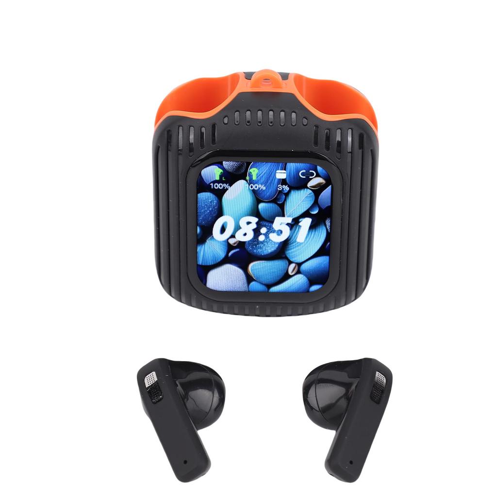 BT Earphones LCD Display APP Control Portable Headphones Earbuds for Study Work Life 10m Black