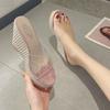 Fashion Shoes Transparent Slippers On A Wedge Slides Platform Women Heels Summer Soft High Rome Slippers Women Summer On A Wedge Transpa