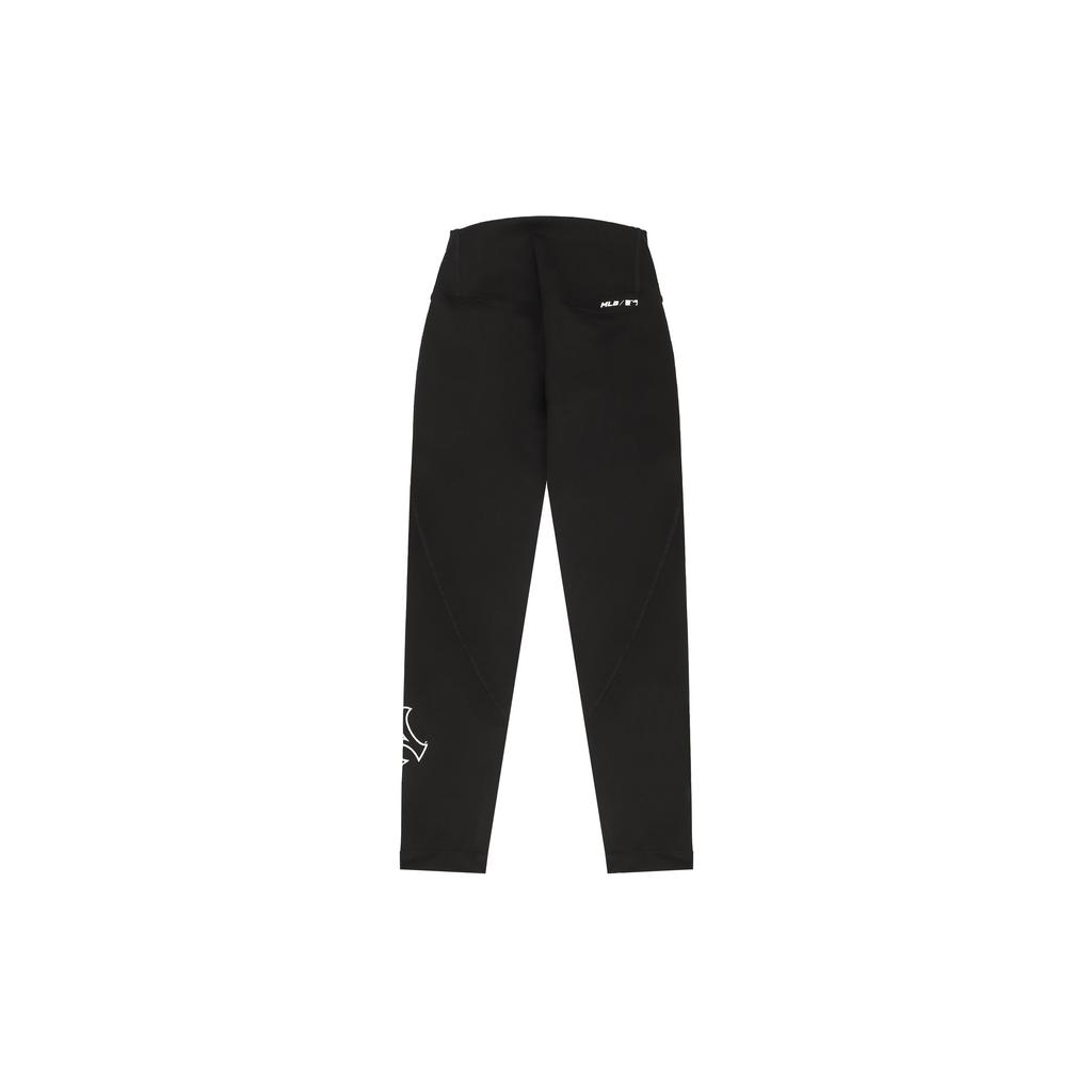 MLB Solid Color Logo Print Leggings Women Leggings Black 3FLGB0124-50BKS