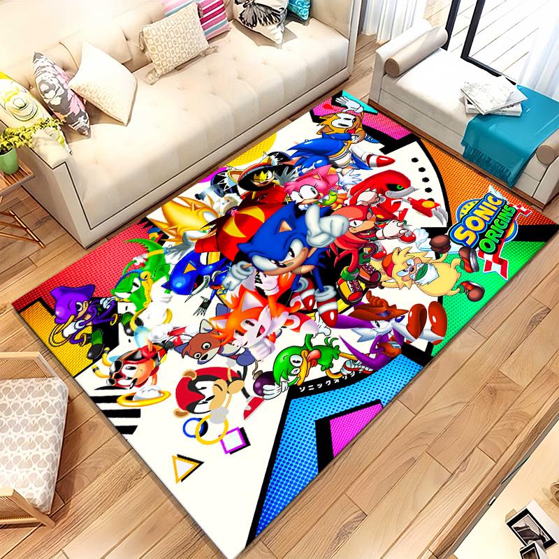 Retro S-Sonic Cartoon Games Living Room Non-Slip Area Rug Soft Carpet for Bedroom Kids Playroom Sofa,Home Decor Doormat Gift