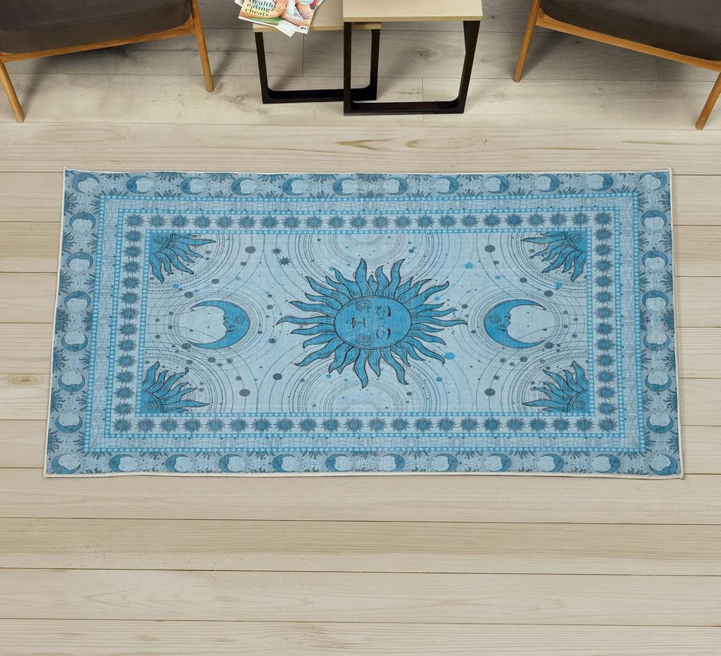 Dinosaur Decorative Rug,Jurassic Scenario Cartoon Animals in Wilderness Cloudy Sunrise Back, Quality Carpet for Bedroom Dorm and