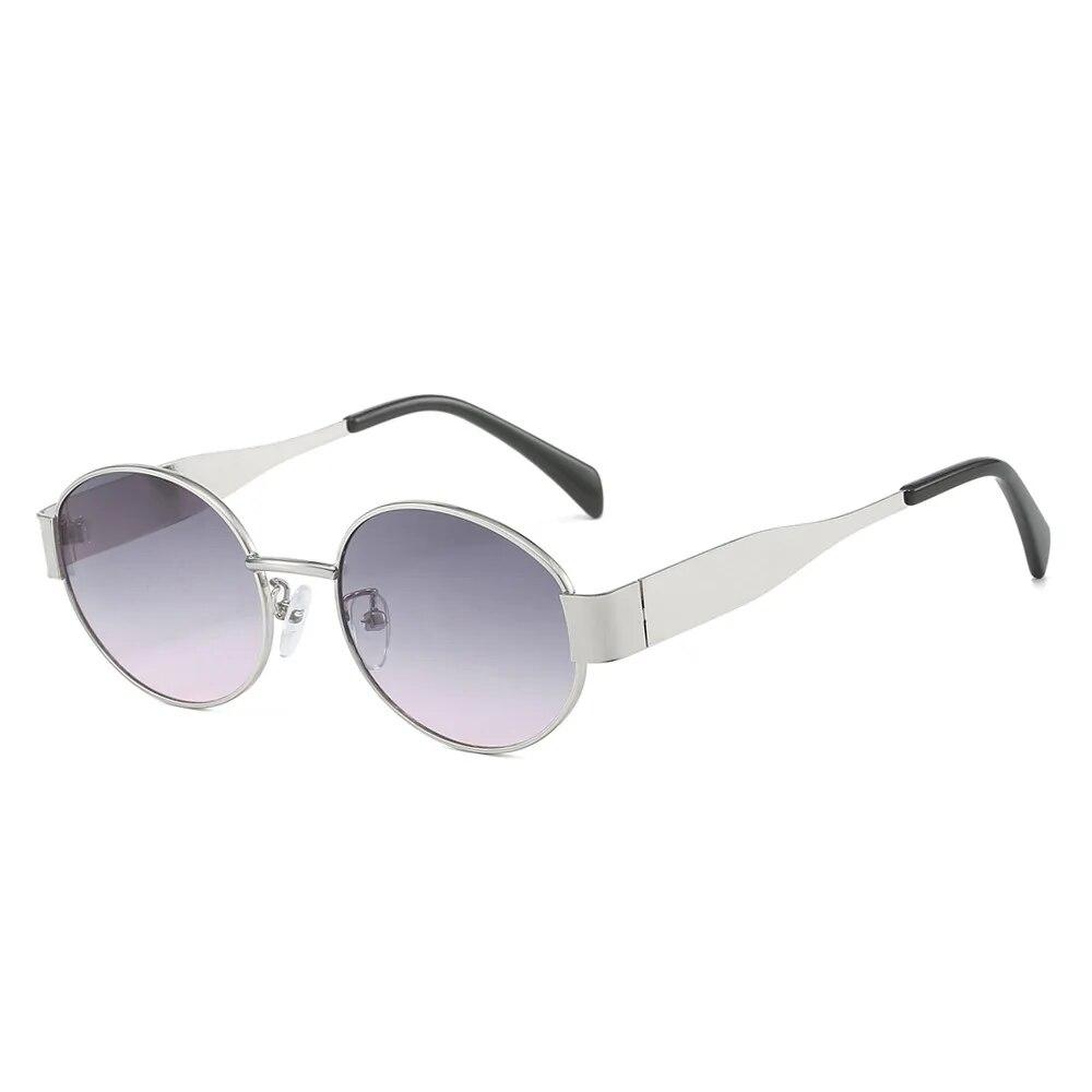New Oval Sunglasses Small Round Metal Frame Fashion Sunglasses For Men And Women UV Protection