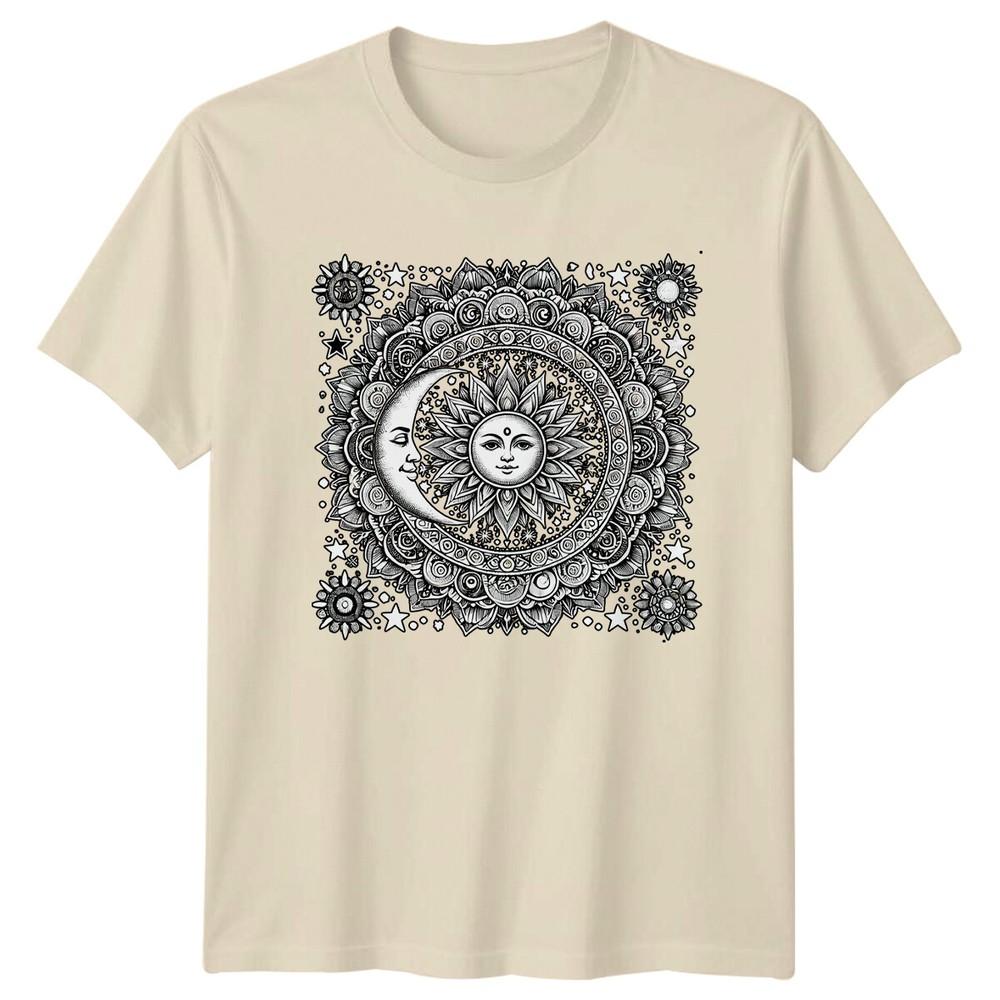 Celestial Sun And Moon Mandala Graphic TShirt Magic Design Unisex T-Shirt S