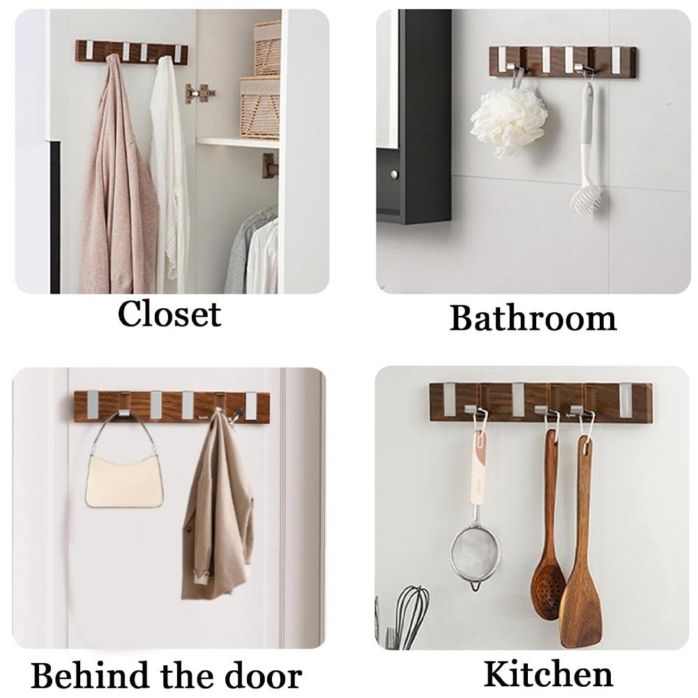 Wall Key Holder 6 Foldable Hooks No Drilling Key Hangers Multi-Function Self Adhesive Key Rack Heavy Duty for Door Wall Entryway