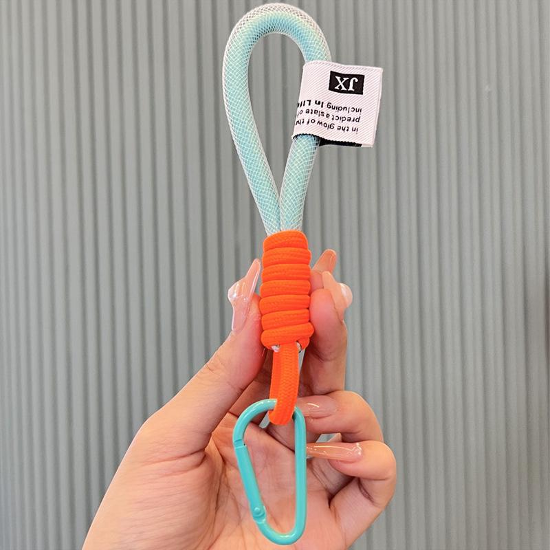 Lanyard Fluorescenční barva Řemínek na telefon Síťovina Přihrádka na tašky Splétané proužky Klíčenka Závěsné kalhoty Příslušenství Klíčenka