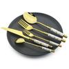 Cerâmica criativa lidar com talheres de casamento conjunto de ouro bolo garfo colher de café faca jantar conjunto de talheres
