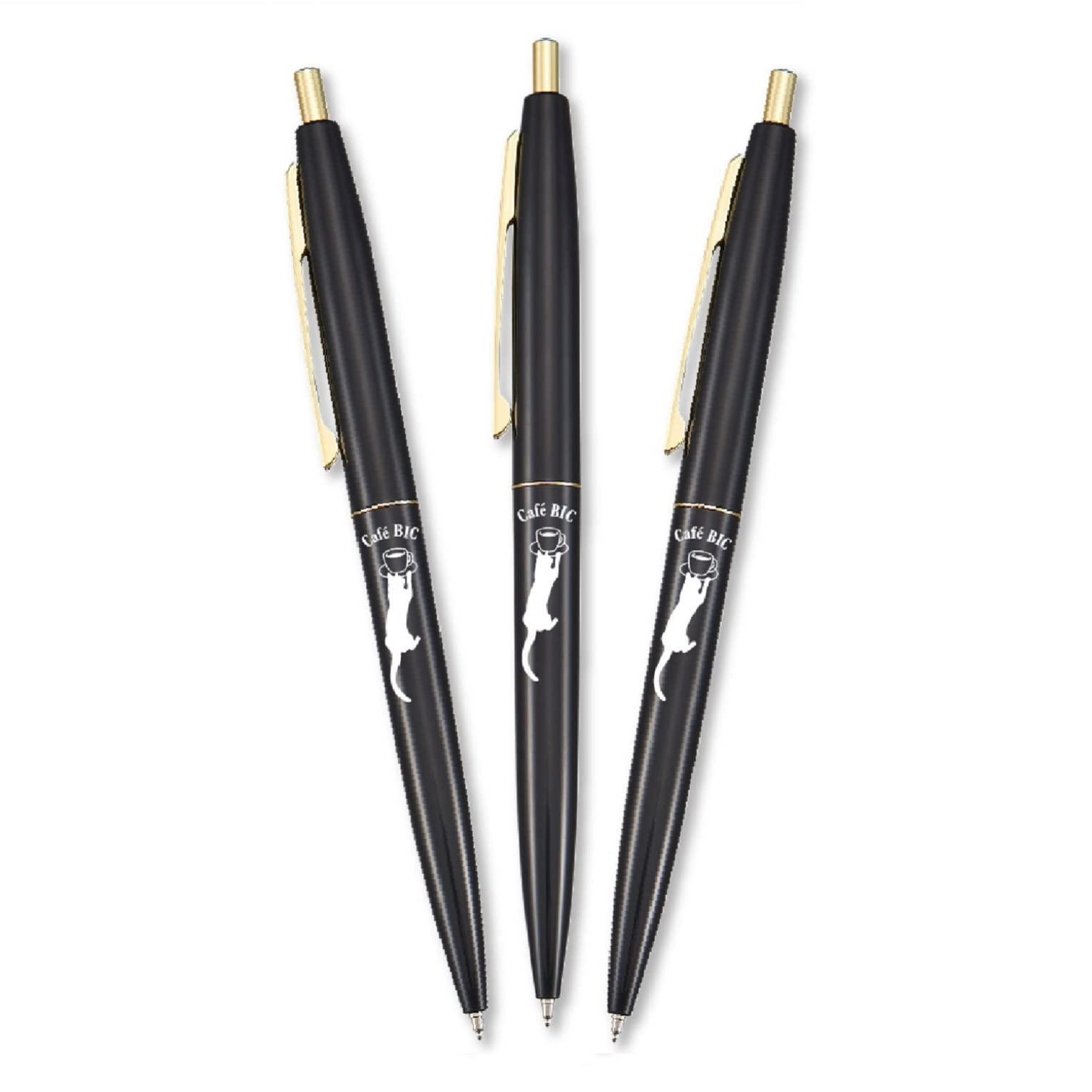 Bic Japan Bic Click Gold Ballpoint Cat Catch Set of 3 0.5 Pen, Oil-Based, Black, Smooth, Black, (CLG05-CCBJ3P) белый