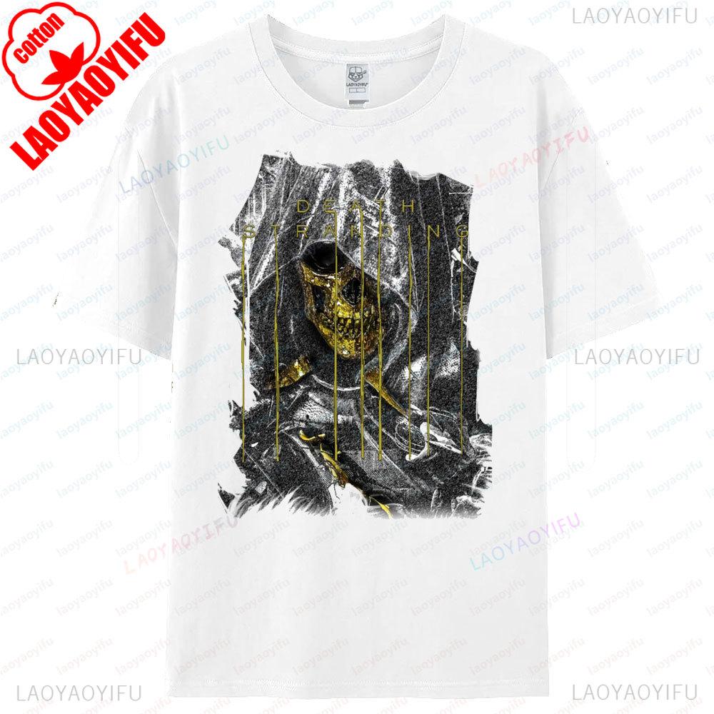 Excellent Horror Exploration Game Death Stranding Tshirt Golden Skull Shirt Latest Trendy Style O-neck Hot Sale Menunisex Tops