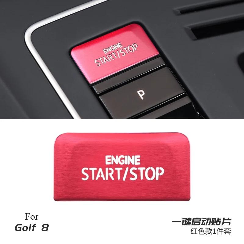 

For Volkswagen Golf 8/8.5/GTI/rline One-click Start Sticker Car Decoration Supplies Carbon Fiber Interior Modification Tools Aluminum alloy-red