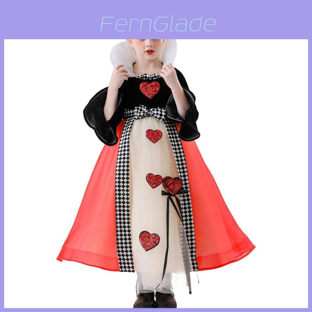 The Red Queen Cosplay Dress For Girls With Tulle Skirt For Halloween Parties