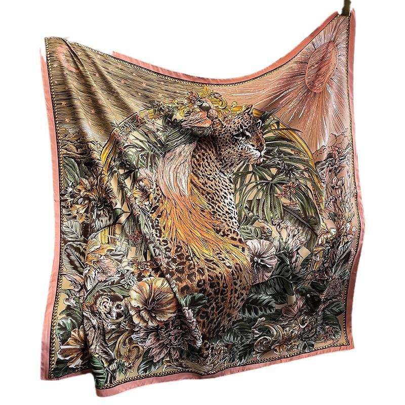 Literary and Artistic Style Printed Autumn and Winter Warm Scarf  Fashionable Outer Shawl Square Scarf for Women In Summer