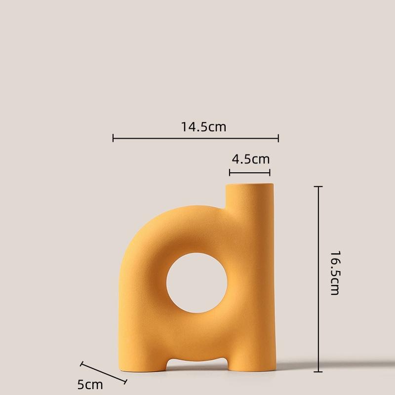 Creative Geometric Pipeline Ceramic Vase Hollowed-out Letters Flower Vase Flower Arrangement Accessories Flowerpot Home Decor