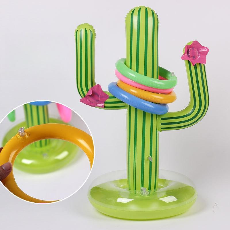 Pvc Inflatable Cactus Ring Toy, Festival Decoration Ornament, Cactus Potted Plant Inflatable Coconut Tree Toy