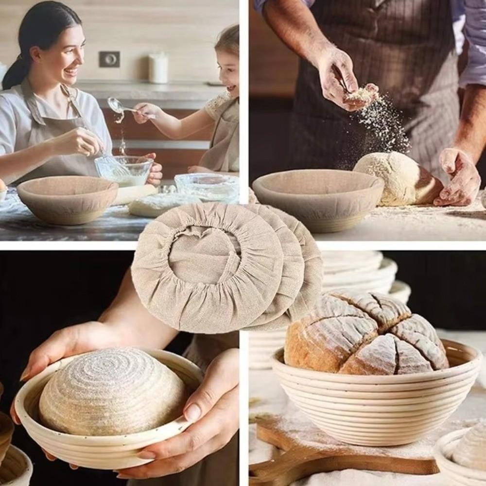 6 Pieces Round/Oval Bread Basket Liner Breathable Bread Proofing Cloth  DIY Baking